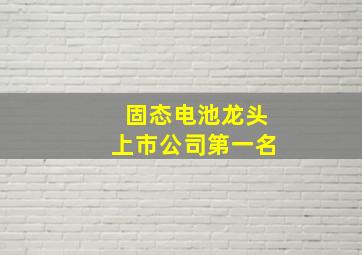 固态电池龙头上市公司第一名