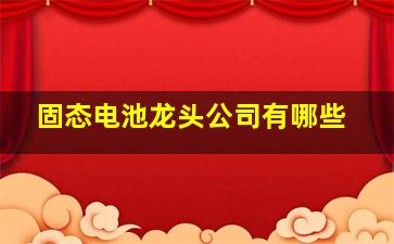 固态电池龙头公司有哪些