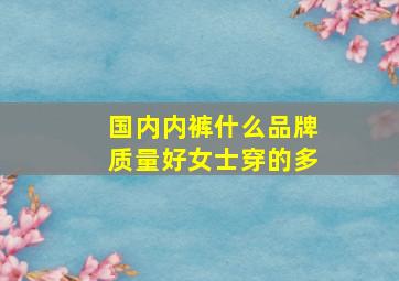 国内内裤什么品牌质量好女士穿的多