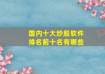 国内十大炒股软件排名前十名有哪些