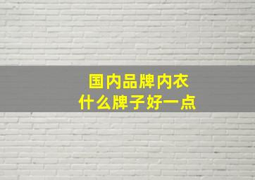 国内品牌内衣什么牌子好一点