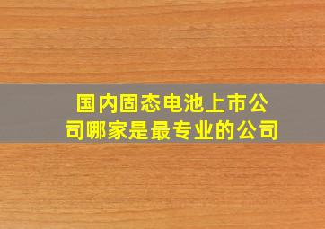 国内固态电池上市公司哪家是最专业的公司