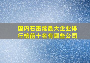 国内石墨烯最大企业排行榜前十名有哪些公司