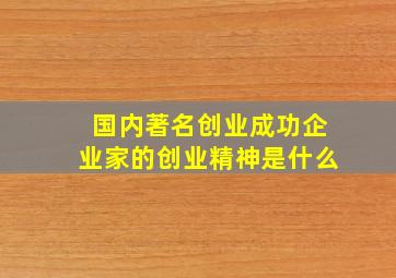 国内著名创业成功企业家的创业精神是什么