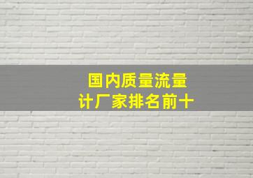 国内质量流量计厂家排名前十