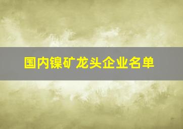 国内镍矿龙头企业名单