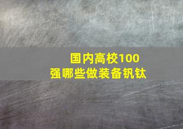 国内高校100强哪些做装备钒钛