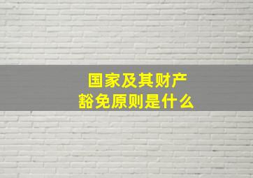 国家及其财产豁免原则是什么