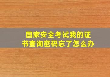 国家安全考试我的证书查询密码忘了怎么办