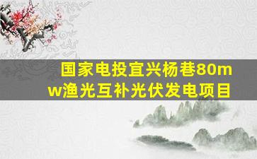 国家电投宜兴杨巷80mw渔光互补光伏发电项目