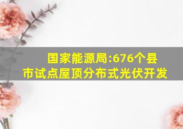 国家能源局:676个县市试点屋顶分布式光伏开发