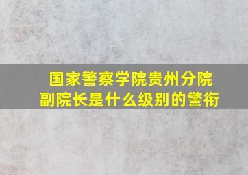 国家警察学院贵州分院副院长是什么级别的警衔