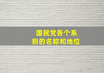 国民党各个系别的名称和地位