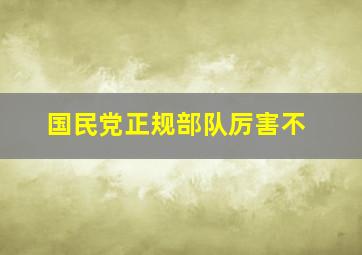 国民党正规部队厉害不