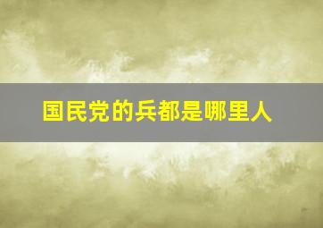 国民党的兵都是哪里人