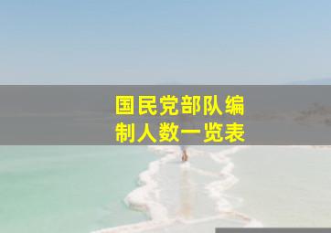 国民党部队编制人数一览表