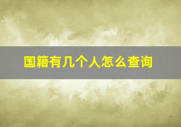 国籍有几个人怎么查询