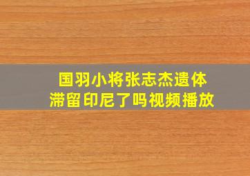 国羽小将张志杰遗体滞留印尼了吗视频播放