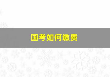 国考如何缴费