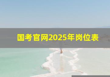 国考官网2025年岗位表