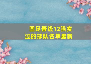 国足晋级12强赛过的球队名单最新