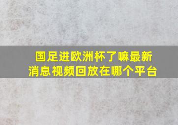 国足进欧洲杯了嘛最新消息视频回放在哪个平台