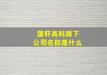 国轩高科旗下公司名称是什么