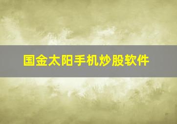 国金太阳手机炒股软件