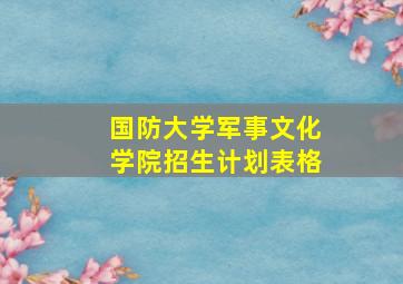 国防大学军事文化学院招生计划表格