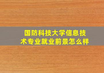 国防科技大学信息技术专业就业前景怎么样