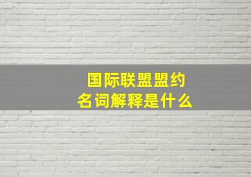 国际联盟盟约名词解释是什么