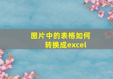 图片中的表格如何转换成excel