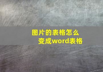 图片的表格怎么变成word表格