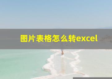 图片表格怎么转excel