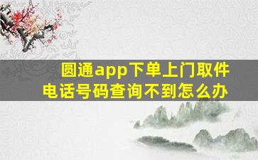 圆通app下单上门取件电话号码查询不到怎么办