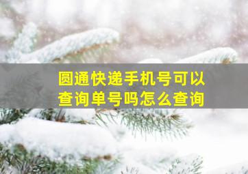 圆通快递手机号可以查询单号吗怎么查询