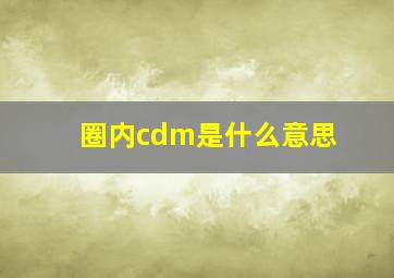 圈内cdm是什么意思