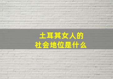 土耳其女人的社会地位是什么