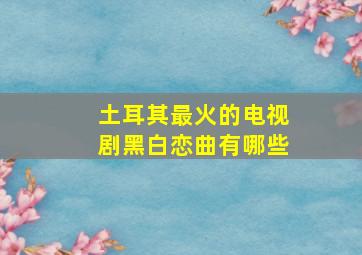 土耳其最火的电视剧黑白恋曲有哪些