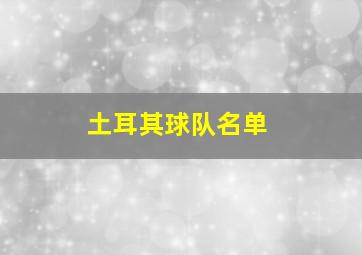 土耳其球队名单