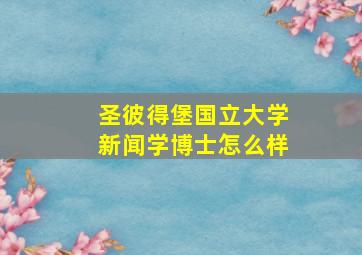 圣彼得堡国立大学新闻学博士怎么样