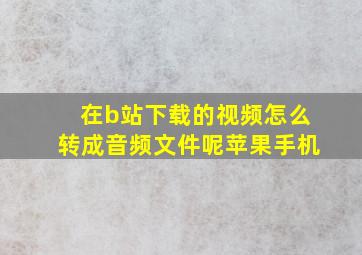 在b站下载的视频怎么转成音频文件呢苹果手机