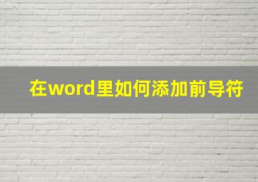 在word里如何添加前导符