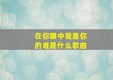 在你眼中我是你的谁是什么歌曲