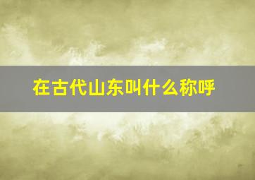 在古代山东叫什么称呼