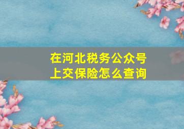 在河北税务公众号上交保险怎么查询