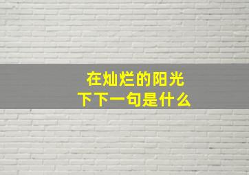 在灿烂的阳光下下一句是什么