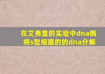 在艾弗里的实验中dna酶将s型细菌的的dna分解