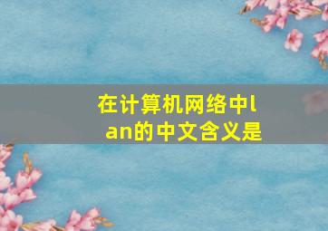 在计算机网络中lan的中文含义是