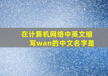 在计算机网络中英文缩写wan的中文名字是